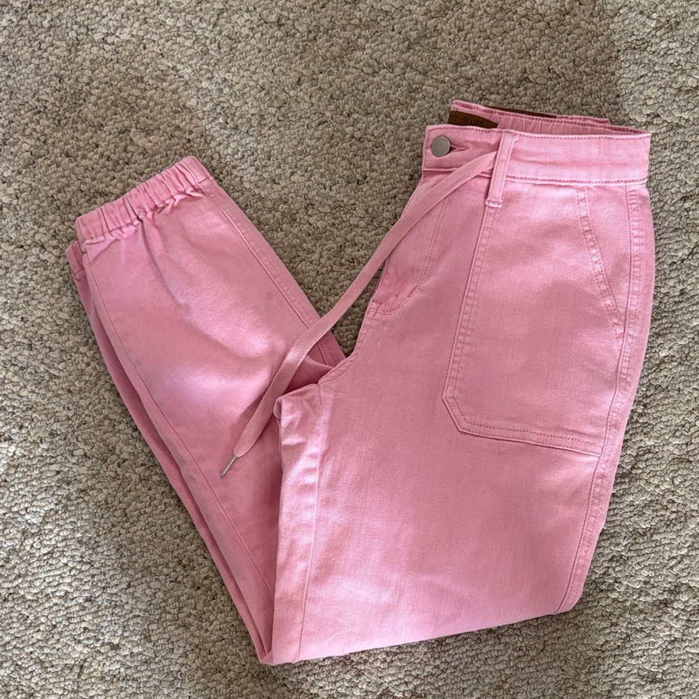 Judy Blue bubblegum pink high waisted drawstring denim joggers Size 1/25
